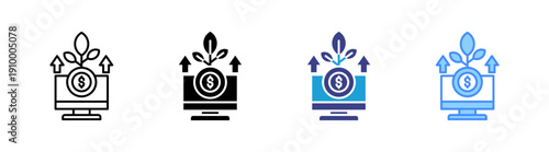 Online Investment icon set multiple style collection