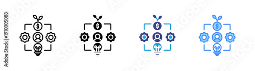 Business Chain icon set multiple style collection