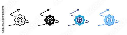 Management icon set multiple style collection