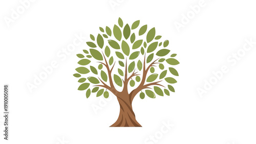 Tree with Green Leaves Illustration.