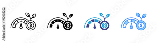 Return On Investment icon set multiple style collection