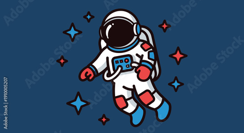 Astronaut Floating in Space Suit.