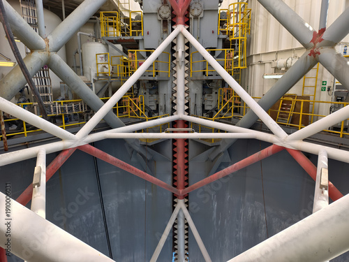 Jack up rig legs, fixation system and jacking motor on a jack up rig.