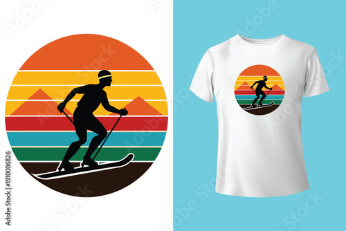 Snowboard extreme sport vintage typography t shirt design with glasses and snowboarder silhouette

