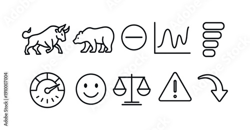 Finance, stock market line icon set. Investment, trading, economic icons collection