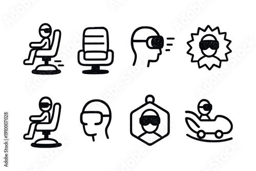 Virtual reality outline icon set. Vr, gaming, headset, ar, technology, future icons