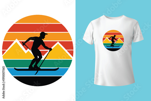 Snowboard extreme sport vintage typography t shirt design with glasses and snowboarder silhouette

