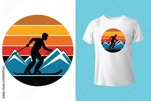 Snowboard extreme sport vintage typography t shirt design with glasses and snowboarder silhouette

