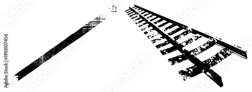 Railway rails extending into distance, train tracks, steel rails, railroad infrastructure, perspective, industrial design, vector illustration.
