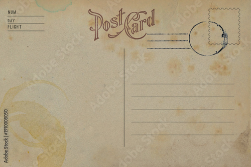 Blank of the old postcard with space for text