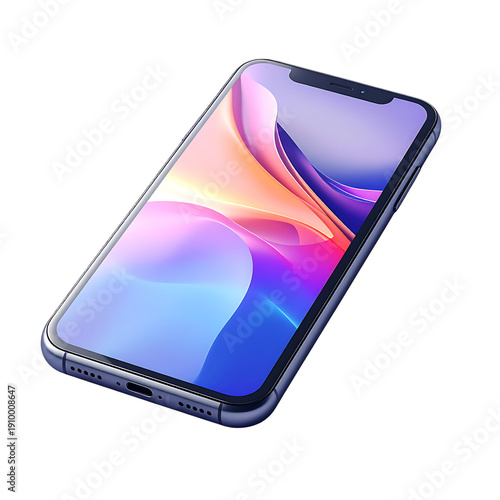 3D smartphone icon for mobile technology communication branding transparent background