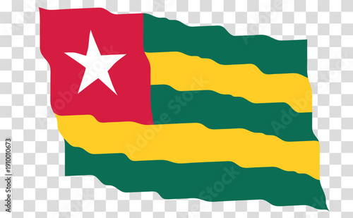 Waving Flag of Togo. National symbol in official colors. Template icon. Abstract vector background. Fluttering effect.