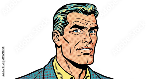 Cartoon Man Portrait Illustration.