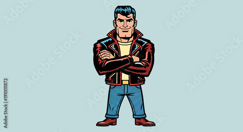 Cartoon Man Standing Confidently.