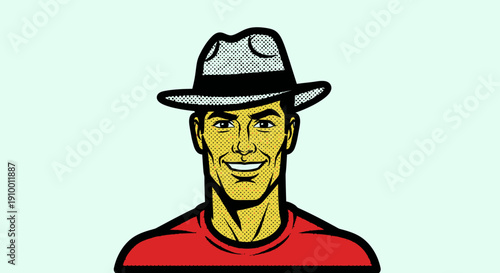 Cartoon Man Wearing Hat.