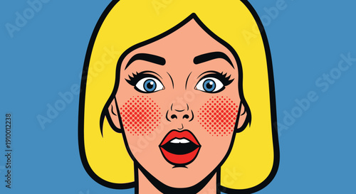 Cartoon Woman Shocked Face.