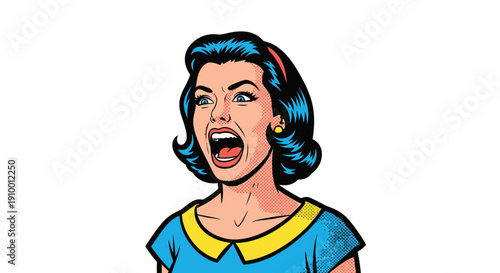 Cartoon Woman Shouting Loudly.