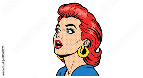 Cartoon Woman Surprised Expression.