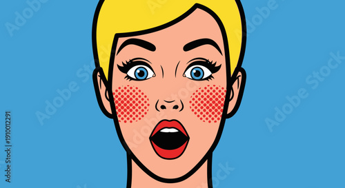 Cartoon Woman Surprised Expression.