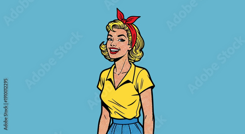 Cartoon Woman Smiling Portrait.