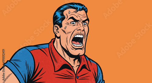 Comic Man Shouting Loudly.