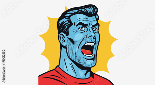 Comic Man Yelling Loudly.