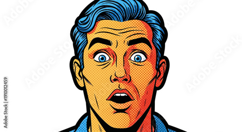 Comic Man Surprised Expression.