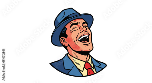 Man Laughing in Suit.