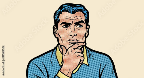 Man Thinking Deeply Portrait.