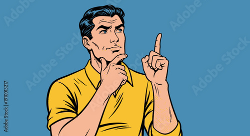 Man Thinking with Hand Gesture.