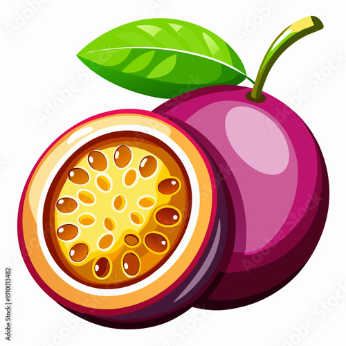 colorful illustration of a Organic Passion Fruit Healthy Food Concept