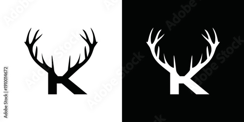 simple deer antlers initial K logo vector