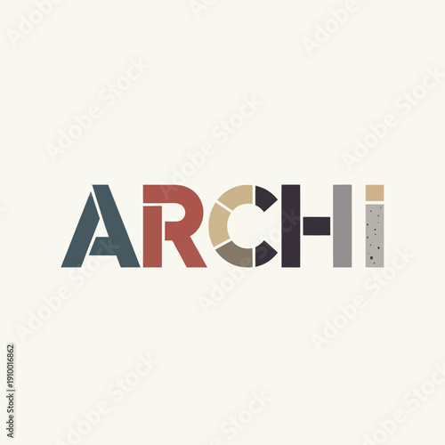 Colorful Archit Text Logo Design Element.