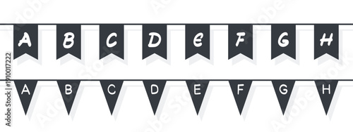 Garland of flags. Flags on a rope. Flag icons templates. Vector illustration