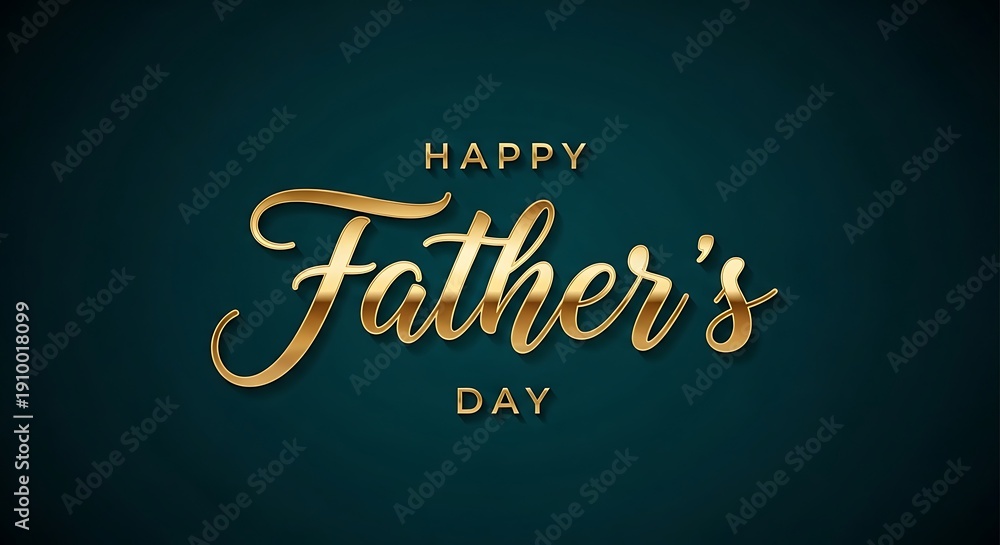 Happy father's day greeting card with gold text on dark blue background
