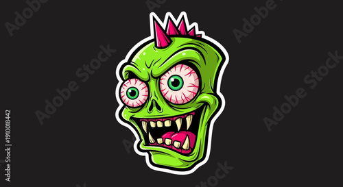 Cartoon Zombie Head Illustration.
