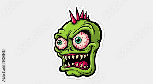Cartoon Zombie Head Illustration.