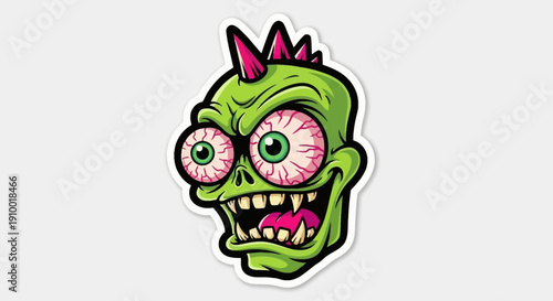 Cartoon Zombie Head Illustration.