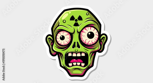 Cartoon Zombie Head Illustration.