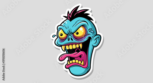 Cartoon Zombie Head Portrait.
