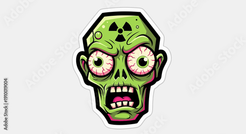 Zombie Head Cartoon Illustration.