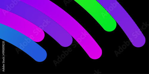 Abstract colorful gradient arcs on black background