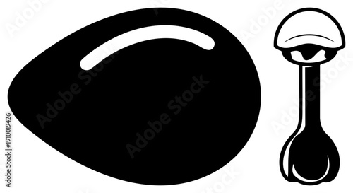 Barista tools coffee tamper and portafilter, espresso equipment, coffee brewing gear, black, flat vector design, cafe essentials.