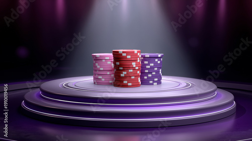 Casino Poker Chips on Podium