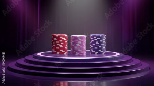 Poker Chips Under Spotlight