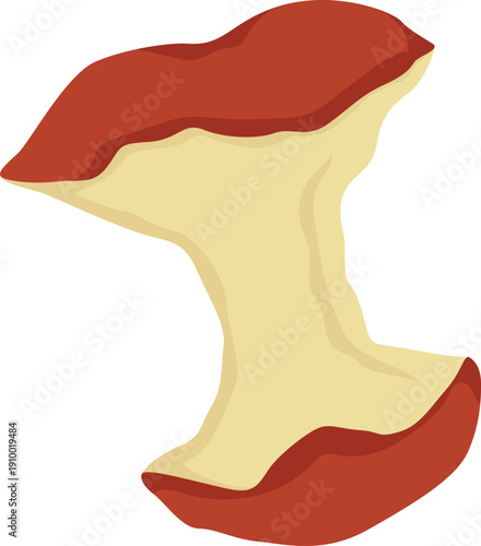 Apple core garbage illustration. World cleanup day. Vector isolated.