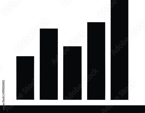 Five black vertical bars of varying heights on a white background with a black base line
