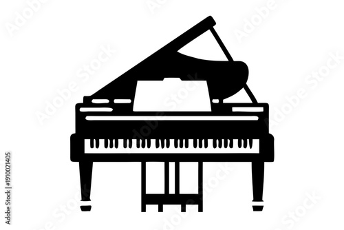 grand piano silhouette illustration for classical music and keyboard instrument design