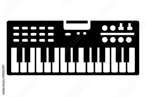 digital synthesizer silhouette illustration for electronic music production and keyboard instrument design