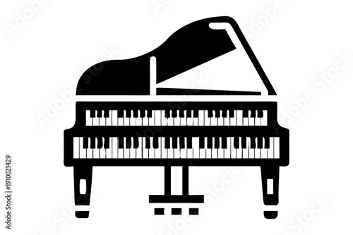 acoustic piano silhouette illustration for classical music and keyboard instrument design